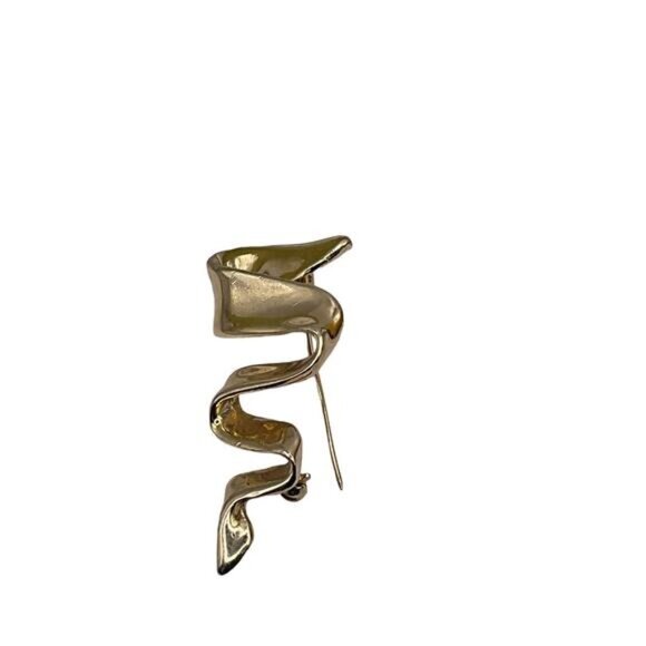 Abstract Gold-Tone Ribbon Brooch Pin For Women - Picture 2 of 5